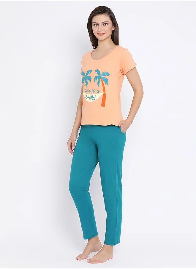 كلوفيا Clovia Cotton Rich Printed Top & Pyjama