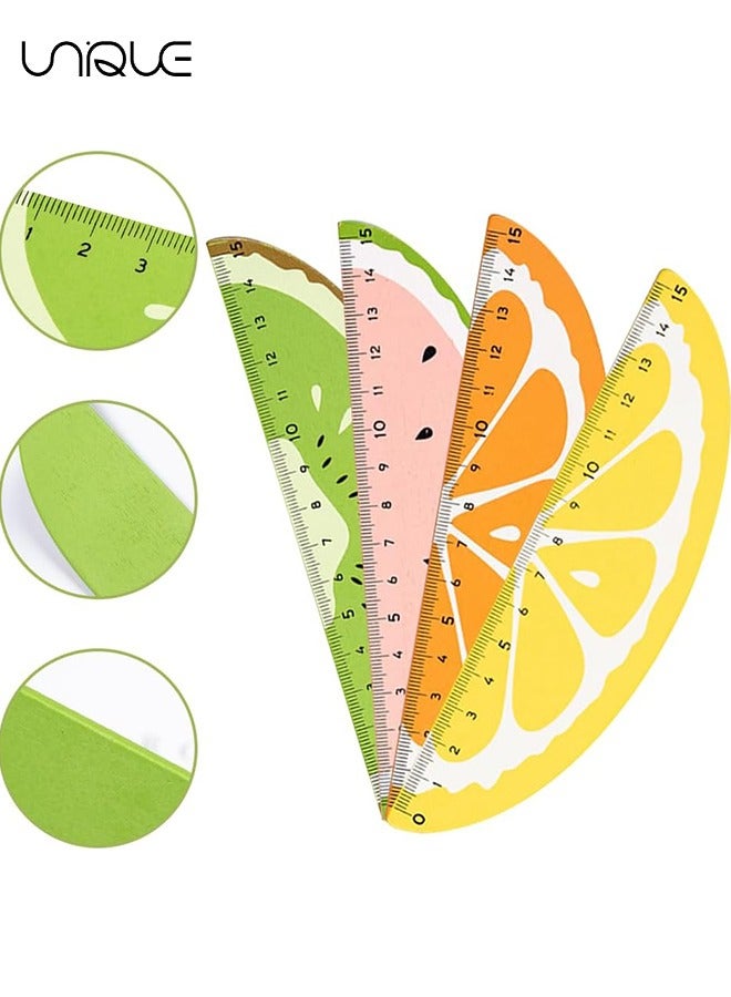 يونيك 4 قطع مساطر خشبية للأطفال ، مسطرة قياس الخشب ، مسطرة الطلاب ، نمذجة الفاكهة الإبداعية ، للأطفال ، الطلاب ، اللوازم المكتبية ، جوائز مكافآت التدريس (15 سم) - Image 3