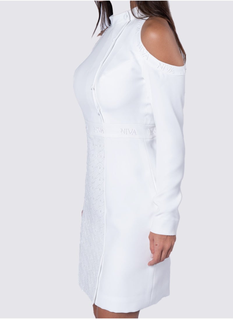 NIVA FASHION HOUSE Niva Embellished Cold Shoulder Dress  - Image 3