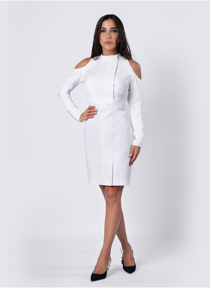 NIVA FASHION HOUSE Niva Embellished Cold Shoulder Dress  - Image 2