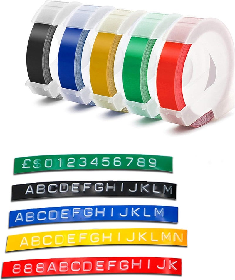 Methray Embossing Label Tape Compatible with Dymo Label Maker,3/8 Inch 3D Plastic Labels Replacement for Dymo Organizer Xpress 12965 DYM 12966 Office Mate II (White on Black/Red/Blue/Yellow/Green) - Image 3