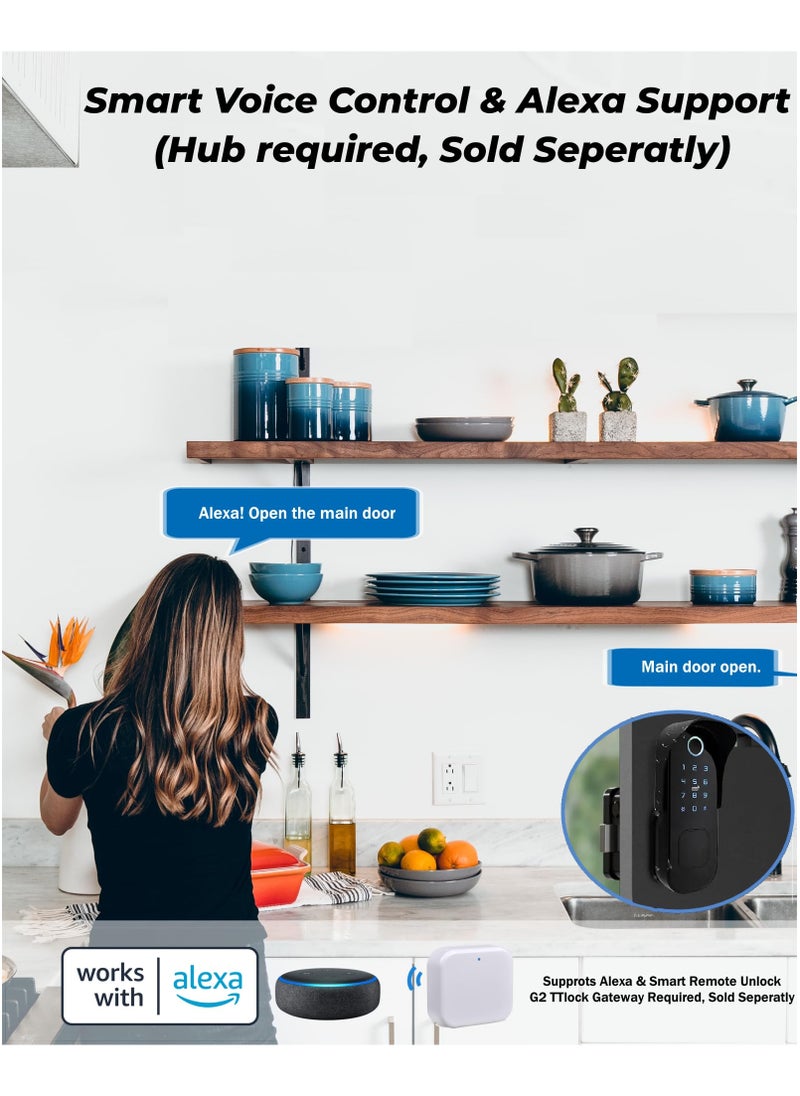 LUMIVE - Lumive SafeGuard GT15, a Weatherproof Smart Rimlock Lock, Comes with Fingerprint Entry, Passcodes, App Unlock, 5 Cards, and  TTlock FOB Remote Fits Doors 30-60mm(Supports Remote Unlock, Hub Required) - Image 1