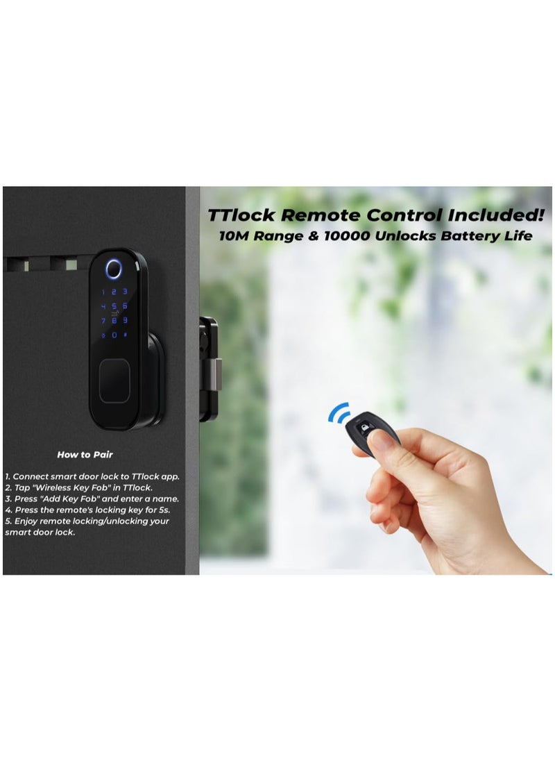 LUMIVE - Lumive SafeGuard GT15, a Weatherproof Smart Rimlock Lock, Comes with Fingerprint Entry, Passcodes, App Unlock, 5 Cards, and  TTlock FOB Remote Fits Doors 30-60mm(Supports Remote Unlock, Hub Required) - Image 1