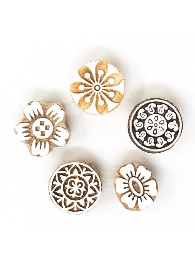 Hashcart Hashcart Wooden Indian Traditional Design Printing Stamps | Set of 5 | Blocks for Printing Saree Border/Dresses/Craft Card Making/Scrapbook/Clay Pottery  - Image 2