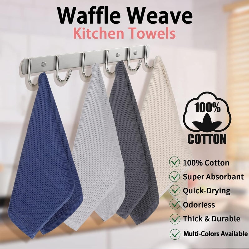 DORMICO DORMIC0 Cotton Waffle Weave Kitchen Dish Cloths, Ultra Soft Absorbent Quick Drying Dish Towels, 13.4 x 13.4 Inch (Pack of 3, Dark Blue) - Image 2