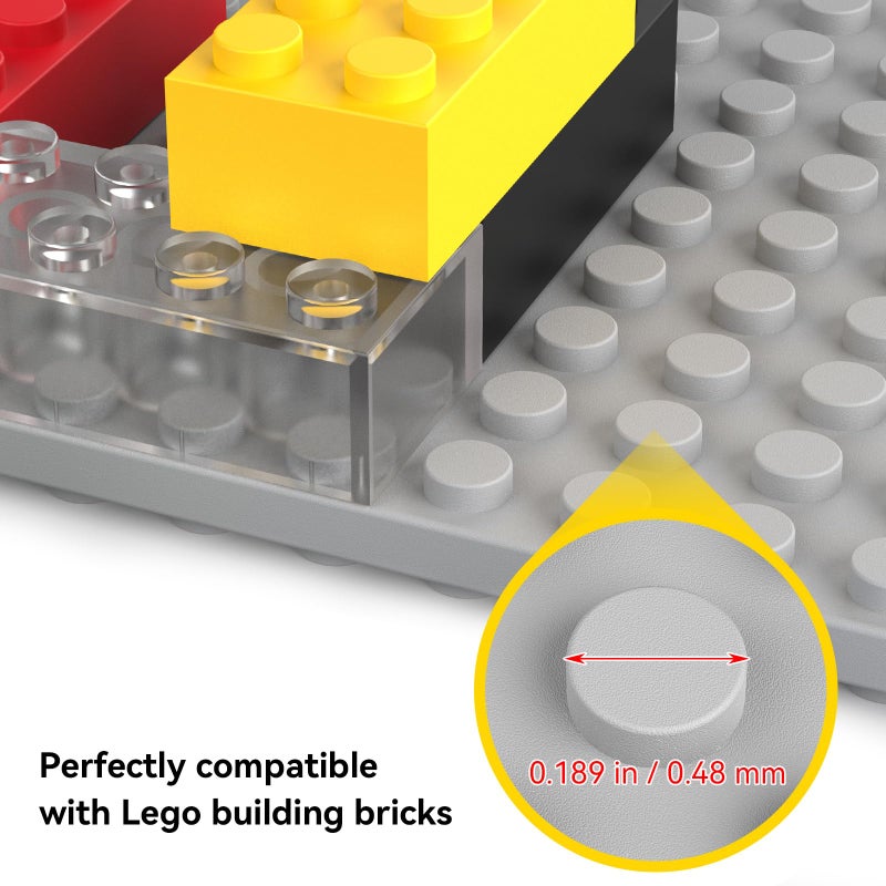 BlissBox 6-Pack Floating Display Shelves for Wall Compatible with Lego Building Bricks, 5 Ã— 5.5 Inch Dual-Sided 16 Ã— 17 Studs for Brick Storage and Display, ABS Display Shelf for Room Decor, Gray - Image 2