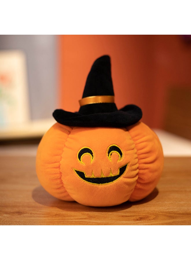 Loquat Overseas  Pumpkin Plush Toy Pillow Funny Devil Pumpkin Pillow Plush Toy Doll-Specifications:35cm (kg)-Color:Curved Eyes And Laughter-black Hat - Image 1