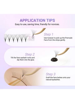 NAGARAKU NAGARAKU Premade Fans Eyelash Extensions Thin Pointy Base 10D Volume Sharp Narrow Stem 0.07mm D curl 9-14mm Mix Clusters Russian Pre Fanned Fluffy Matte Black  - Image 5