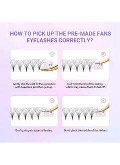 NAGARAKU NAGARAKU Premade Fans Eyelash Extensions Thin Pointy Base 10D Volume Sharp Narrow Stem 0.07mm D curl 9-14mm Mix Clusters Russian Pre Fanned Fluffy Matte Black  - Image 4
