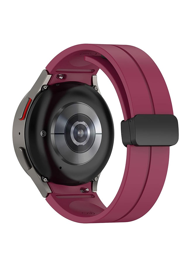 O Ozone For Samsung Galaxy Watch 7 6 5 4 FE 40mm 44mm 45mm/Galaxy Watch 6 4 Classic 43mm 47mm 42mm 46mm ,20mm Silicone  Strap with Magnetic Buckle - Red Wine  - Image 2