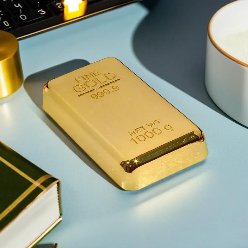 True-Ally Fake Gold Bar Paperweight – Luxurious Desk Accessory, Stylish Stationery Gift for Office, Home, Men & Women | Realistic Gold-Plated Finish Paper Weight- 8x4x1 cm - Pack of 1 - Image 4