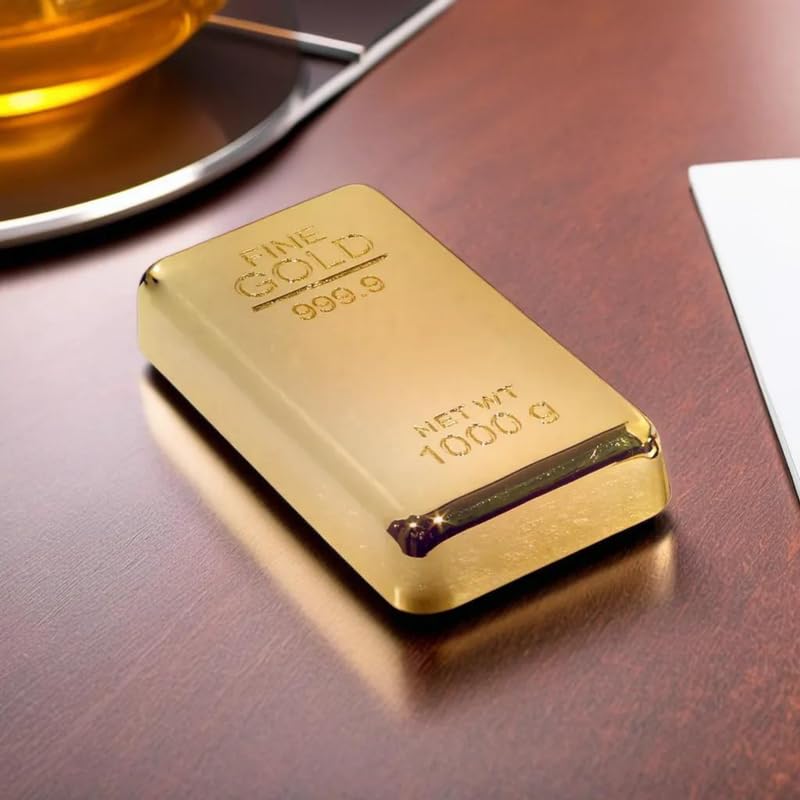 True-Ally Fake Gold Bar Paperweight – Luxurious Desk Accessory, Stylish Stationery Gift for Office, Home, Men & Women | Realistic Gold-Plated Finish Paper Weight- 8x4x1 cm - Pack of 1 - Image 5