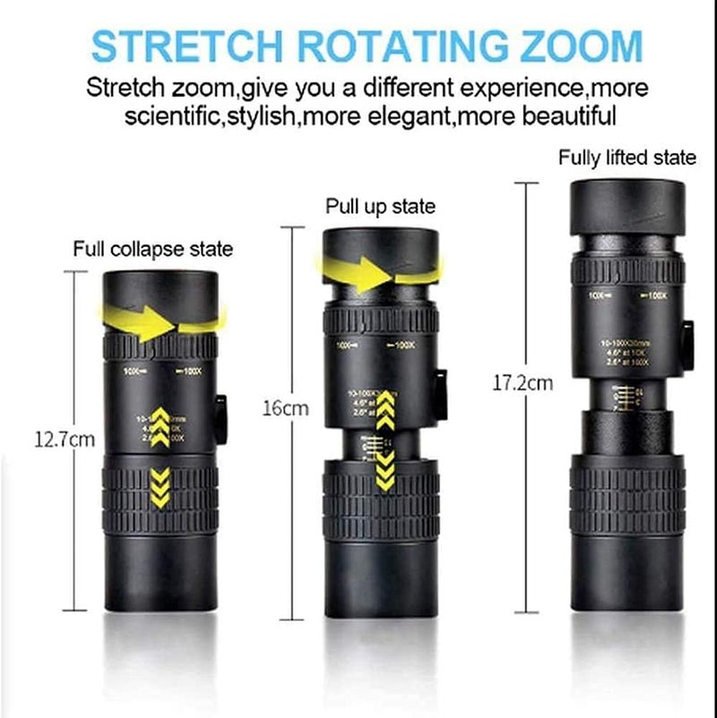 Monocular Telescopes Monocular Telescope with Phone Holder and Tripod Bird Watching Football Games for Travel 4K 10 300X40mm Super TelepZoom Photo Monocular Telescope Concerts - (Package 3) () - Image 4
