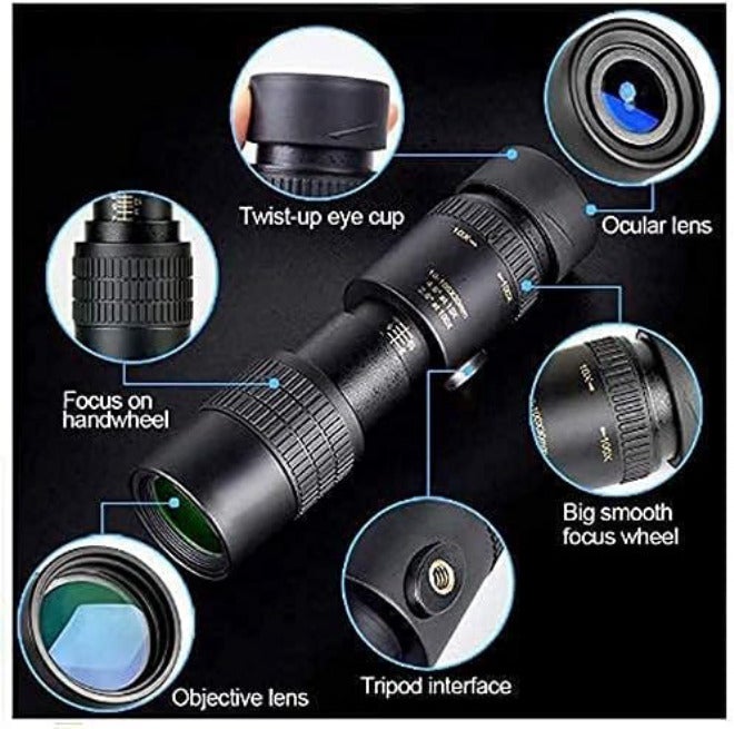 Monocular Telescopes Monocular Telescope with Phone Holder and Tripod Bird Watching Football Games for Travel 4K 10 300X40mm Super TelepZoom Photo Monocular Telescope Concerts - (Package 3) () - Image 5