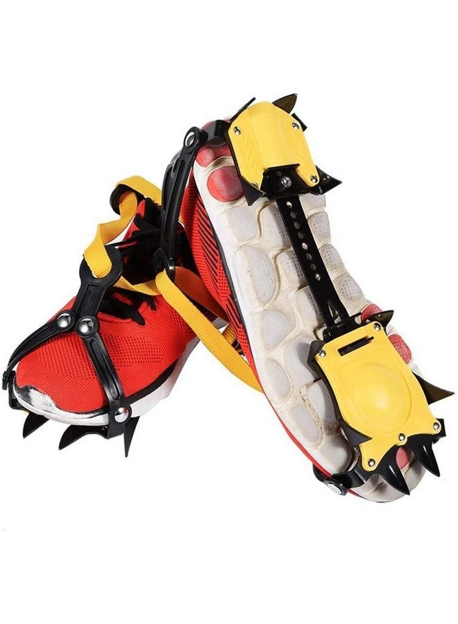 Linist 10-Tooth Stainless Steel Crampons, Ice Traction Cleats Comfortable Non-Slip Mat Ice Traction Cleats are Suitable for Climbing, and Hiking. (Color : Yellow) - Image 2