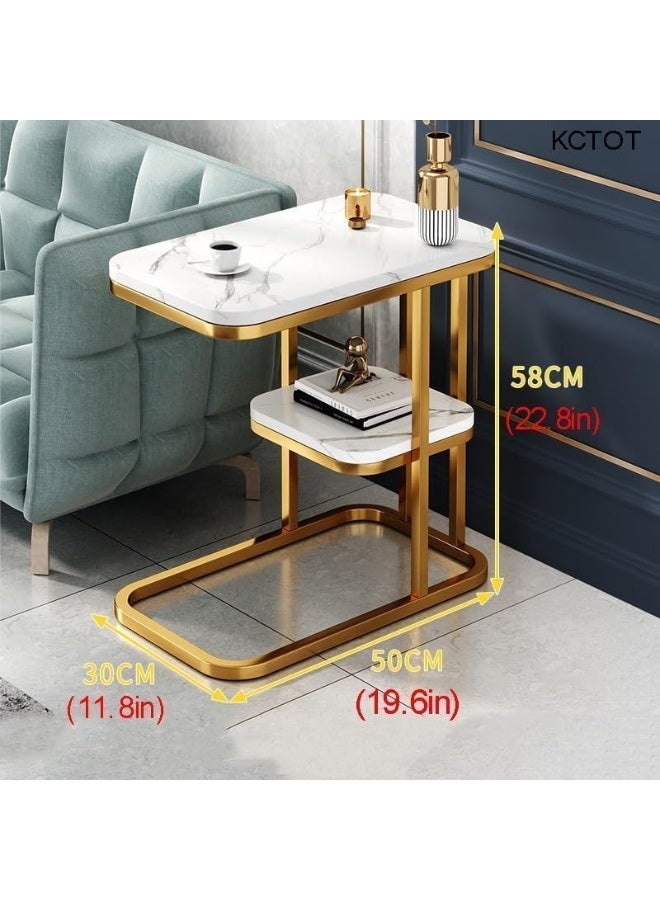 SUPAAR Sofa Side Table, Safe Rounded Corner Design, Living Room Side Cabinet, Double-layer Storage, Small Balcony Storage Table, Painted Steel Frame - Image 3