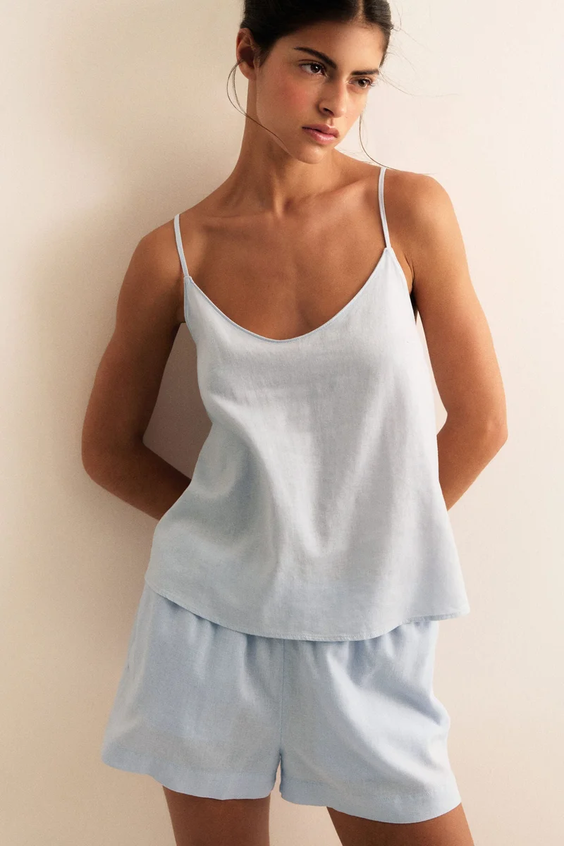 H&M Linen-blend strappy top