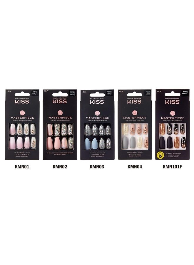 Kiss Masterpiece One-Of-A-Kind Luxe Mani Nails w/Glue (KMN02) - Image 3