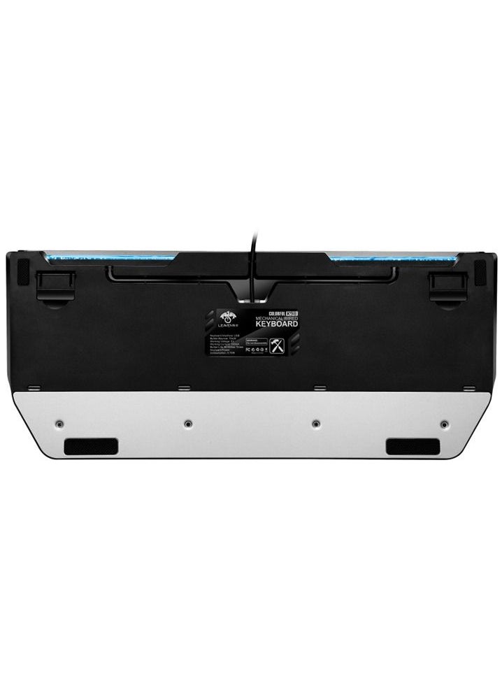LEAVEN - Wired Metal Mechanical Keyboard Aluminium Panel with Mixed Colour Backlight Hand Rest Waterproof Keycaps USB 26 Key Rollover Desktop Keyboards Blue Switches - Image 1