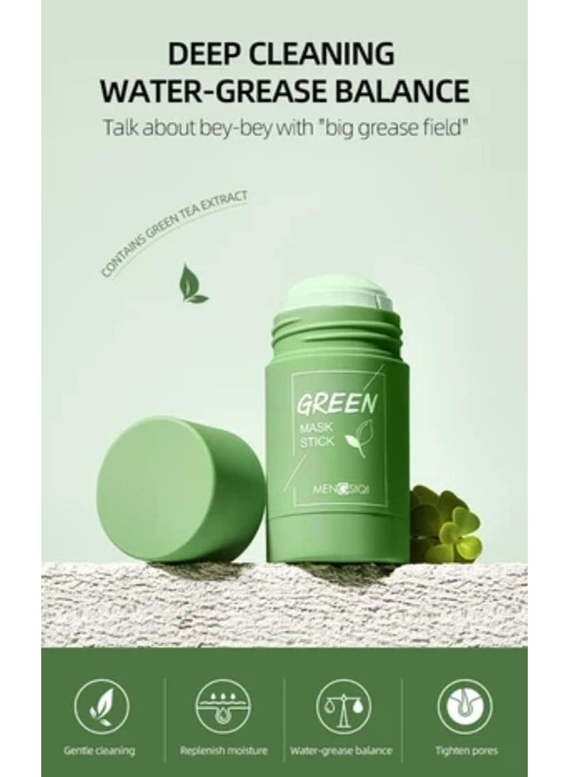 Mengsiqi MENGSIQI Green Tea Mask Stick | Oil Control, Pore Minimizer, Deep Cleansing Clay | Purifying Face Mask for Oily & Acne-Prone Skin - Image 3