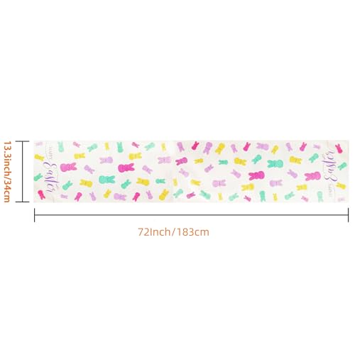 Moffris Happy Bunny Easter Table Runner Easter Spring Decorations for Table Indoor Home Party Decor 72 Inchs Long - Image 4