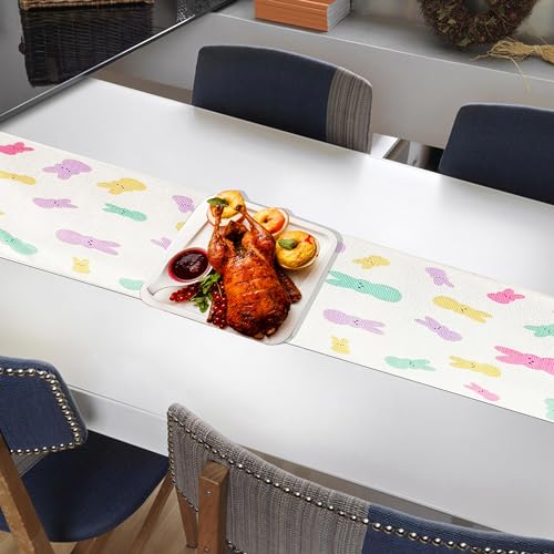 Moffris Happy Bunny Easter Table Runner Easter Spring Decorations for Table Indoor Home Party Decor 72 Inchs Long - Image 3
