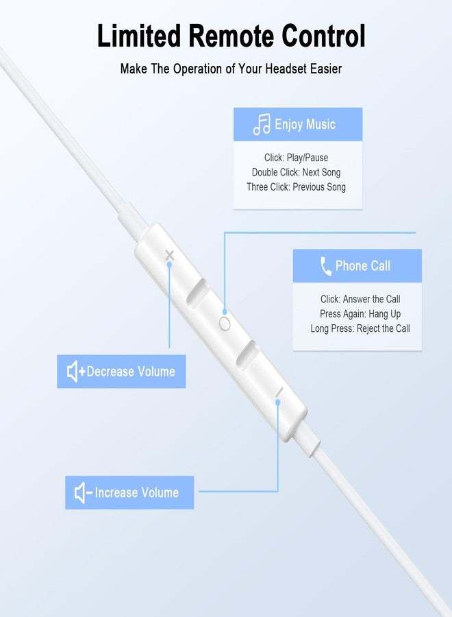 esbeecables [Apple MFi Certified] 2 Pack for iPhone Headphones Wired Earbuds/Earphones with Built-in Microphone & Volume Control HiFi Stereo Nosie Reduction Compatible for iPhone 14 13 12 11 Pro Max XS XR X 8 7 6 - Image 3