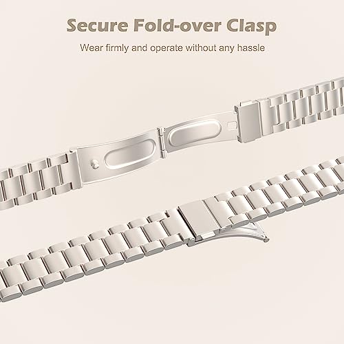 MoKo Slim Metal Band Compatible with Apple Watch Series 11/10 42mm, 9/8/7 41mm, SE3/SE2/SE/6/5/4 40mm, 3/2/1 38mm, Stainless Steel Thin Band Replacement Strap iWatch Wristband for Women, Starlight - Image 4