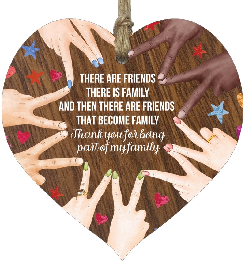 Stuff4 Best Friends Gifts  Friend Are Like Family  Friends Gifts for Women Light Wooden Heart Sign Plaque  Friend Gift  Handmade Decorative Accessories Hearts  Plaques with Quotes  Gift for Friend - Image 1