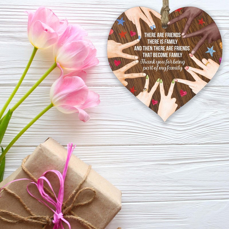 Stuff4 Best Friends Gifts  Friend Are Like Family  Friends Gifts for Women Light Wooden Heart Sign Plaque  Friend Gift  Handmade Decorative Accessories Hearts  Plaques with Quotes  Gift for Friend - Image 5