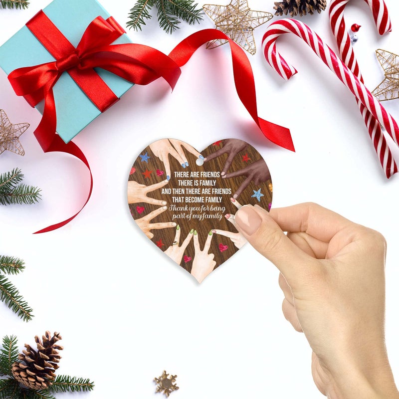 Stuff4 Best Friends Gifts  Friend Are Like Family  Friends Gifts for Women Light Wooden Heart Sign Plaque  Friend Gift  Handmade Decorative Accessories Hearts  Plaques with Quotes  Gift for Friend - Image 3