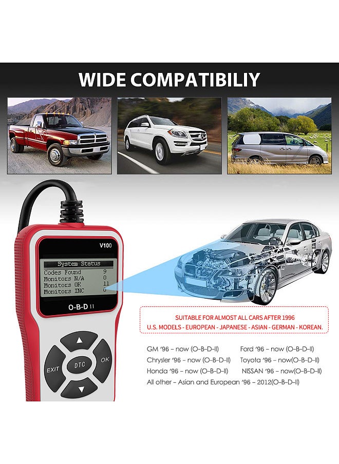 Generic - Universal O-B-D II Scanner Car Engine Fault Code Reader E-O-B-D O-B-D 2 CAN Diagnostic Scan Tool for O-B-D II Protocol Cars Since 1996 - Image 1