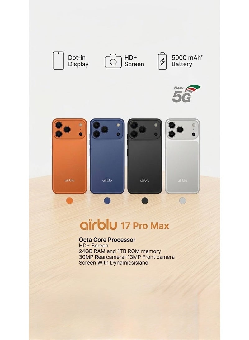 Airblu 17 Pro Max 5G Smartphone – 6.8" HD+ Display, 24GB RAM, 1TB ROM, 5000mAh Battery, Dual SIM - Image 2