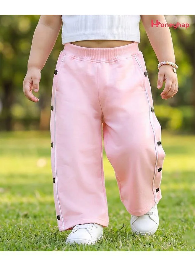 Honeyhap Honeyhap Premium 100% Cotton Terry Knit Full Length Solid Pant With Bio Finish - Pink