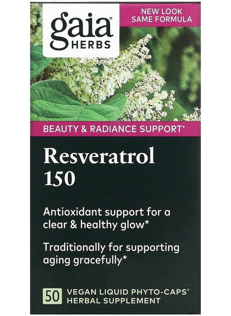 Gaia Herbs Resveratrol 150, 50 Vegan Liquid Phyto-Caps 