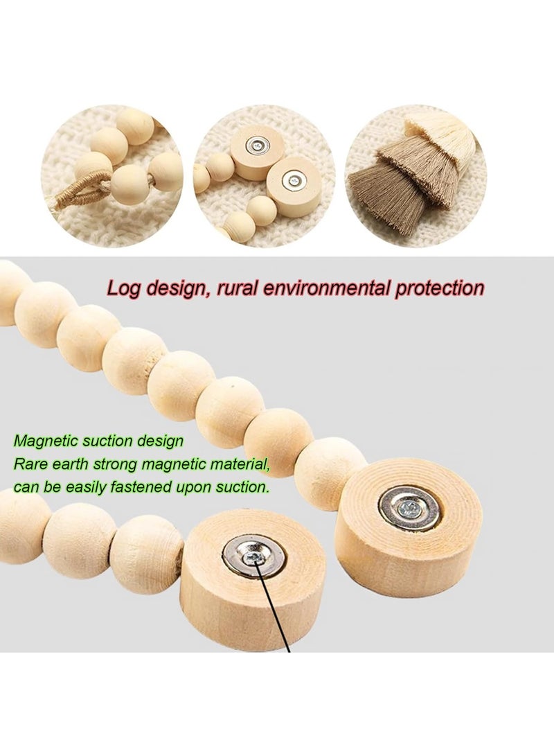 Goolsky 1PC Wooden Bead Curtain Tieback, Magnetic Curtain Tieback, Boho Curtain Tieback, Farmhouse Curtain Tieback, Curtain Tie Backs for Home Wall Holiday Decoration (Coffee) - Image 4