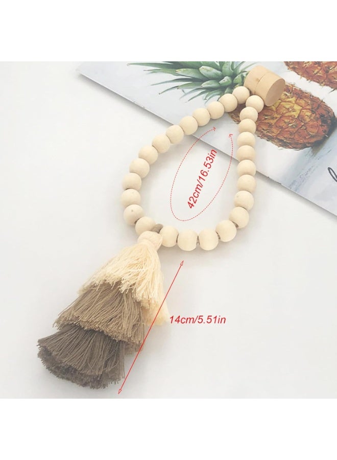 Goolsky 1PC Wooden Bead Curtain Tieback, Magnetic Curtain Tieback, Boho Curtain Tieback, Farmhouse Curtain Tieback, Curtain Tie Backs for Home Wall Holiday Decoration (Coffee) - Image 5