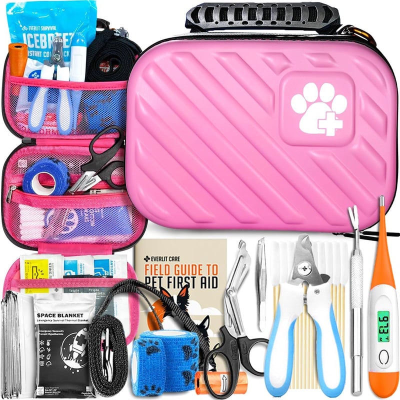 EVERLIT CARE EVERLIT Pet Medic First Aid Kit 95 Pcs VetApproved Medical Outdoor Emergency Supplies for Dogs Cats Animal Care TravelFriendly Compact Bag for Home Car and Travel Valentine Lace - Image 1