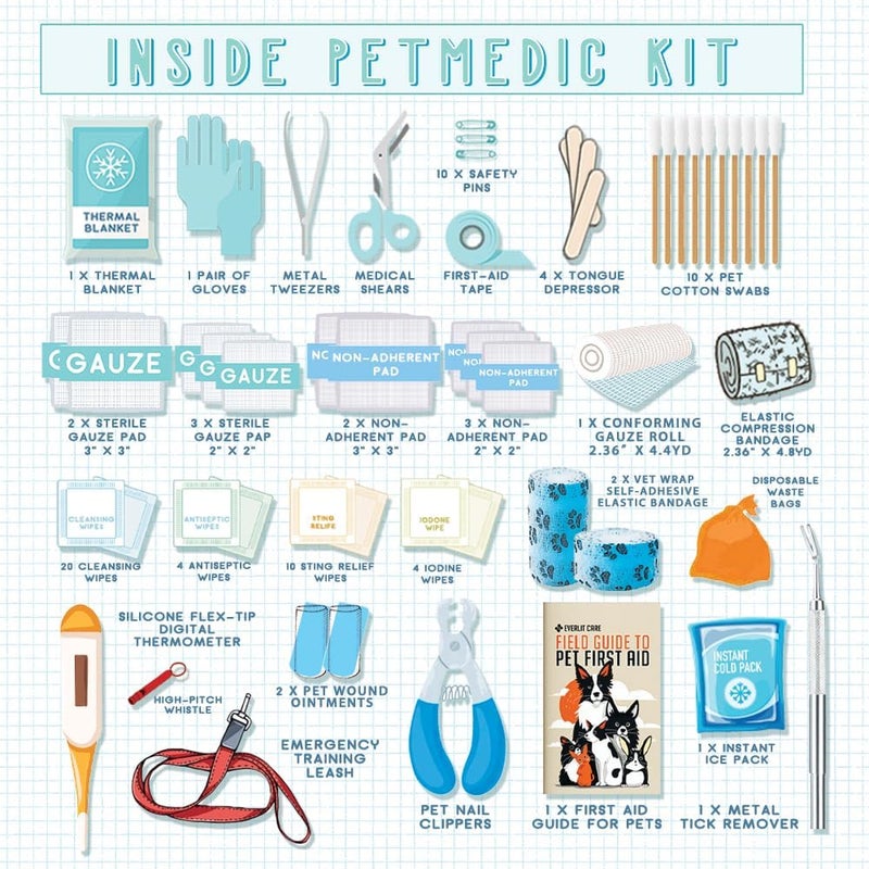 EVERLIT CARE EVERLIT Pet Medic First Aid Kit 95 Pcs VetApproved Medical Outdoor Emergency Supplies for Dogs Cats Animal Care TravelFriendly Compact Bag for Home Car and Travel Valentine Lace - Image 2