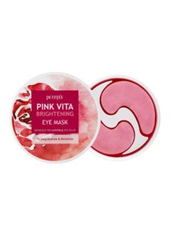 Petitfee Pink Vita Brightening Eye Mask 60 Pieces (30pairs) - Rose and Vitamin B Eye Patch, Soft Bamboo Sheet Mask, Evens Skin Tone, Rose Extract, Vitamin Tree Extract, Radish Extract, Beet Root Extract 