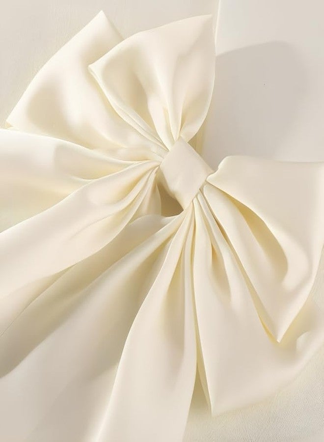 RHOSYN Hair Bows Claw Clip For Women Large Satin Silk Bow Hair Clip Soft Long Tails Metal Clips Bow Tie Hair Clip For Girls (Pack of 1,Cream) - Image 5