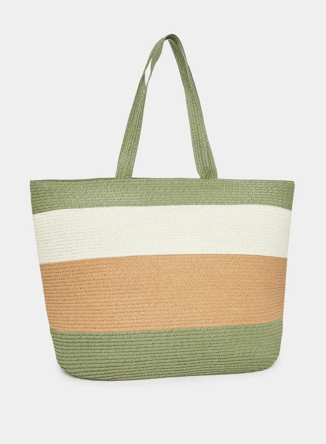 Styli Styli Tri-Tone Weave Design Beach Handbag