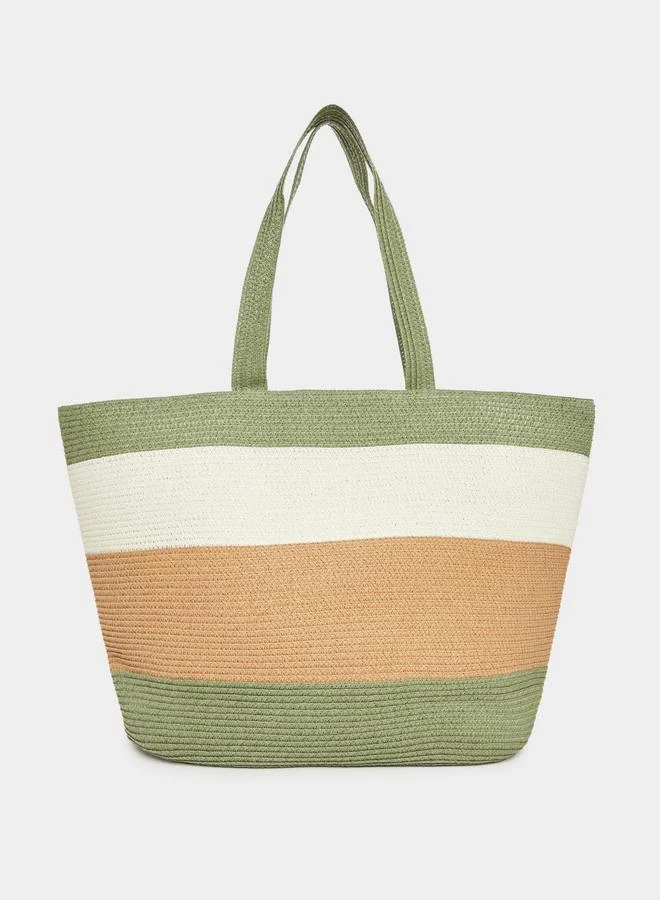 Styli Styli Tri-Tone Weave Design Beach Handbag