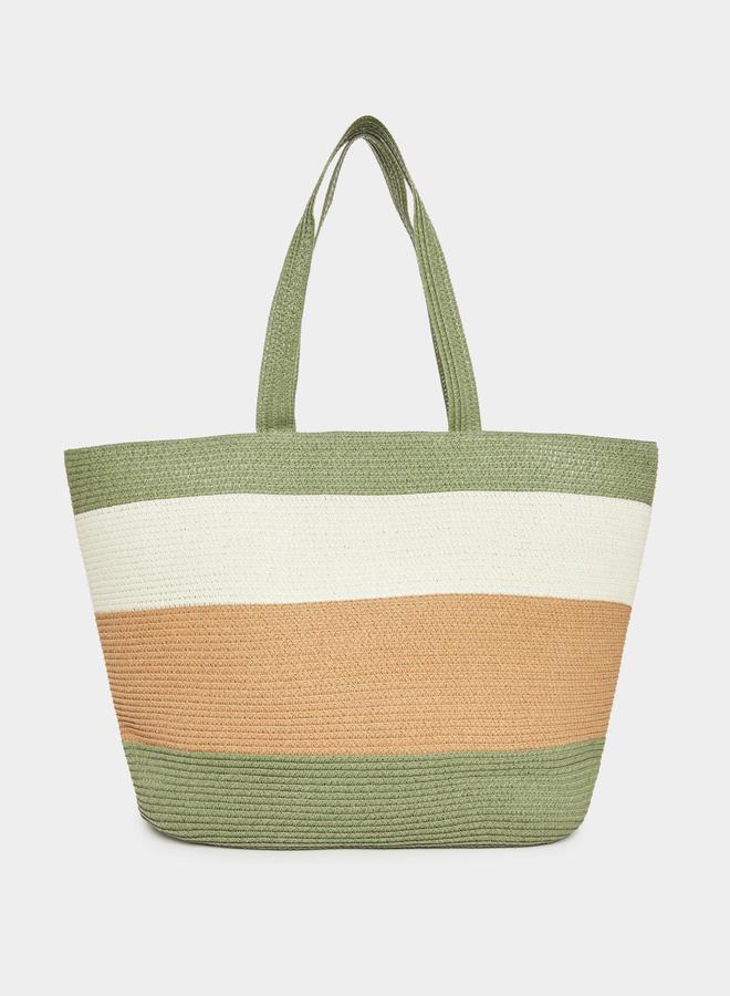 Styli Tri-Tone Weave Design Beach Handbag - Image 2