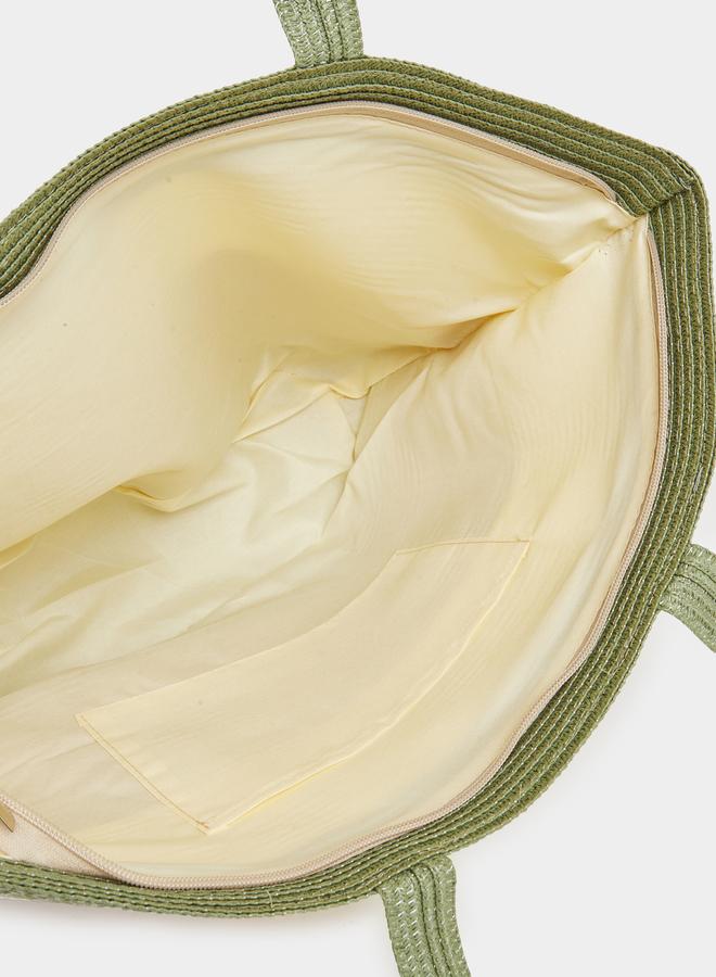 Styli Tri-Tone Weave Design Beach Handbag - Image 4