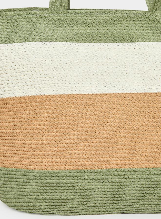 Styli Tri-Tone Weave Design Beach Handbag - Image 3