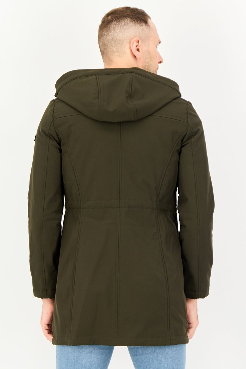 DKNY Men Solid Parka Jacket, Army Green - Image 2
