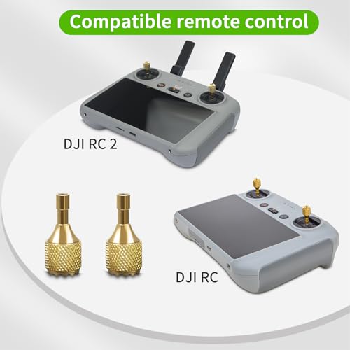 Hanatora Joysticks Stick for DJI RC,RC 2(Flip,Neo,Air 3S,Air 3,Mini 5/4/3 Pro,Mini 3,Mavic 3 Classic/Pro Drone Controller),Remote Control Joy Sticks Thumb Accessories(Gray & Gold) - Image 2
