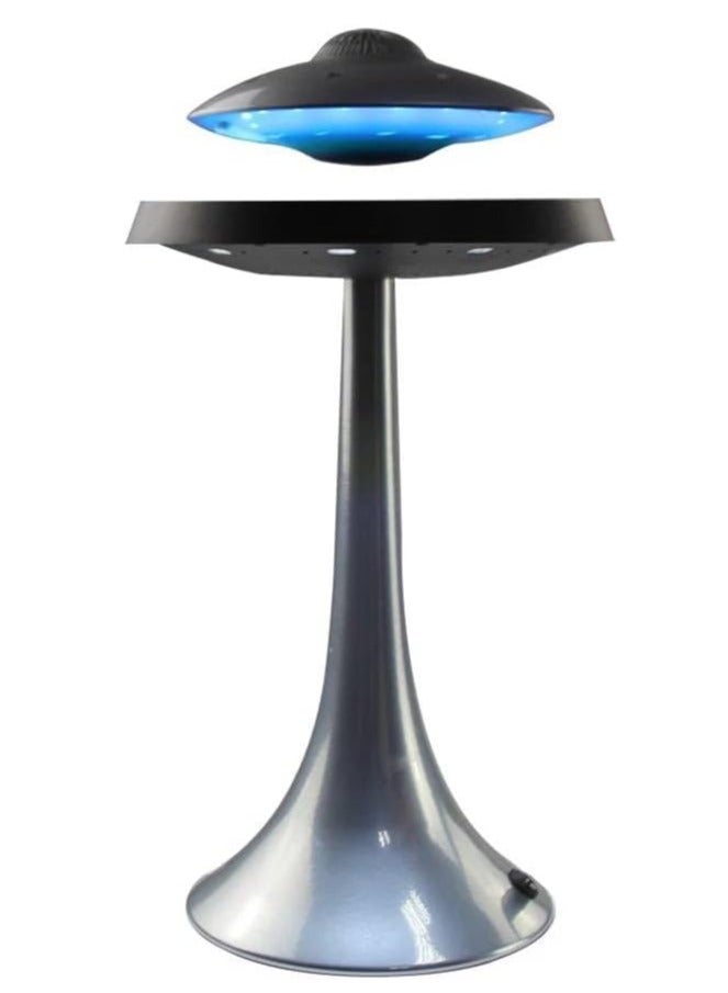 دراكسون مكبر صوت طائر ، مكبر صوت بلوتوث مغناطيسي UFO V4.0، مكبر صوت بلوتوث بمصباح LED مع صوت ستيريو 5 وات، شحن لاسلكي، دوران 360 درجة، للمنزل/المكتب، ديكور غرفة النوم، هدايا (فضي) - Image 1