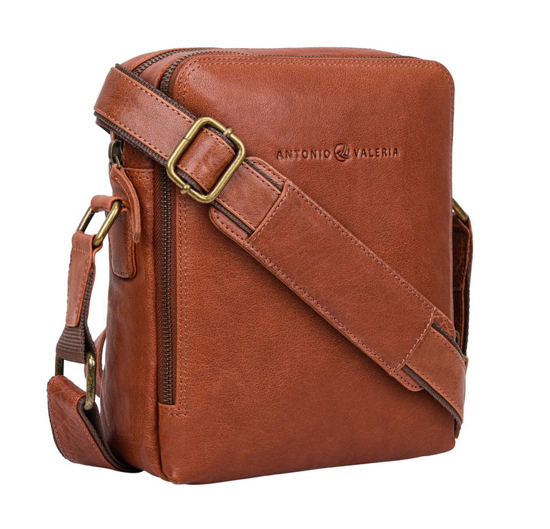 ANTONIO VALERIA Alex Washed Redwood Leather Crossbody Bag - Image 1